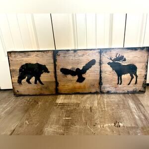 New faux wood animal wall art blocks